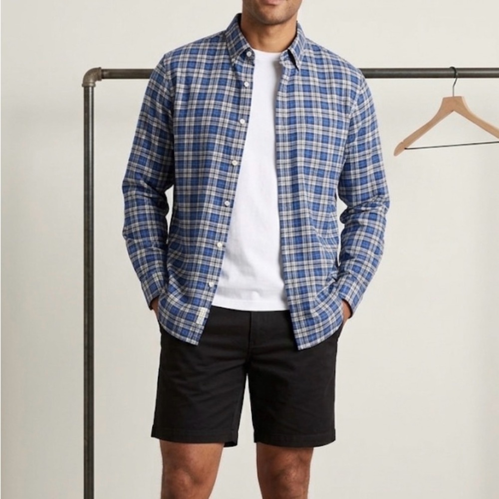 LL Bean Men’s Plaid Long Sleeve Button Up Shirt Large Tall Cabincore Blue